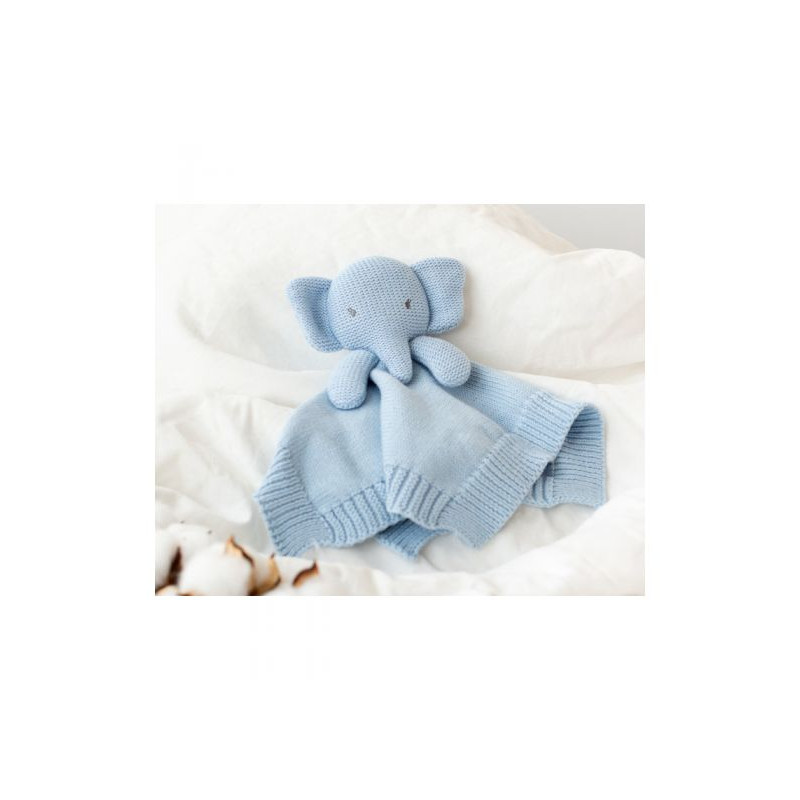 Doudou in cotone organico elefante azzurro