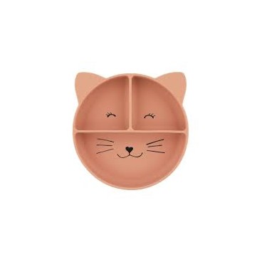 piatto silicone con scomparti gattino rosa